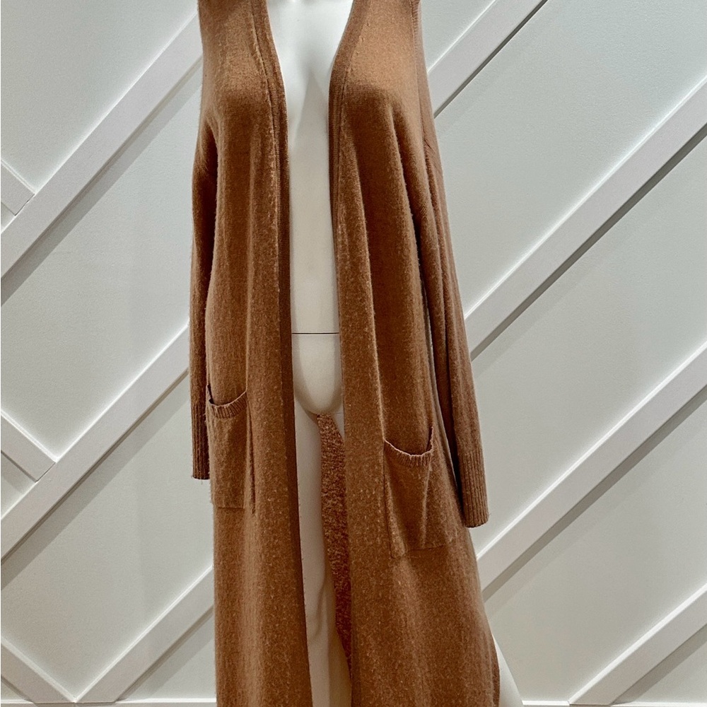 Hannah Rose Long Open-Front 100% Cashmere  Duster Cardigan Size L